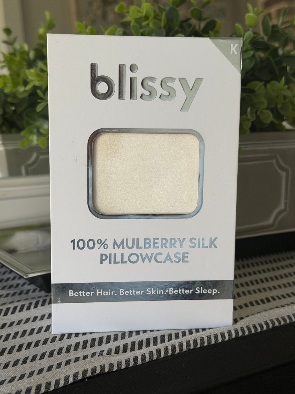 Blissy King 100% Mulberry Silk Pillowcase White Ivory New Sealed Zipper